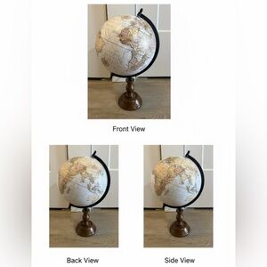 Elegant Cream and Brown Globe on Wooden Stand